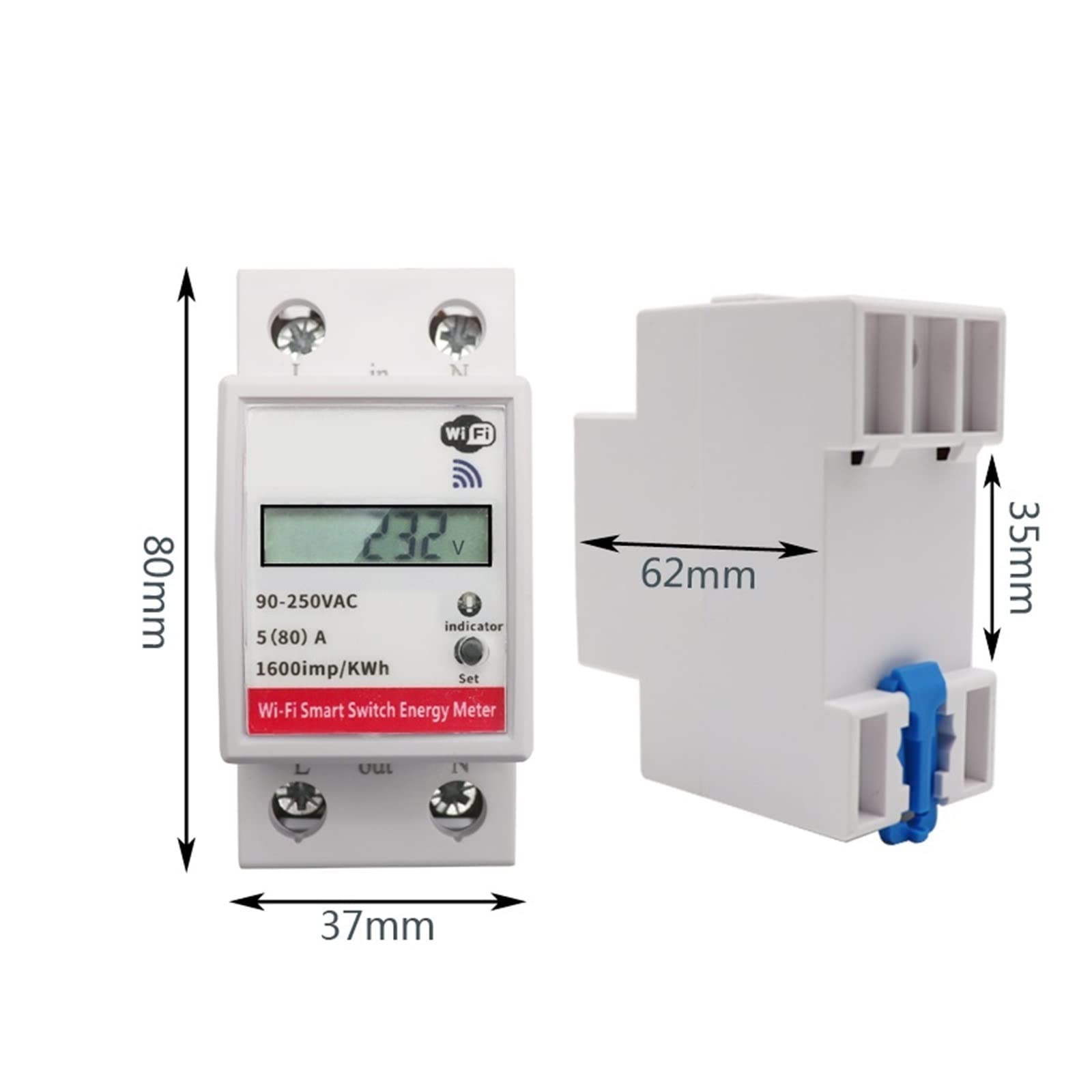 Inteligentny Miernik, inteligentny licznik energii zużycie KWh woltomierz 90-250V przełącznik zdalnego sterowania na szynę Din inteligentne życie Tuya Home, Łatwy w instalacji