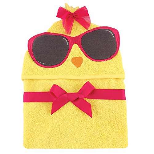 Image of Hudson Baby Unisex Baby Cotton Animal Face Hooded Towel, Cool Chick, One Size