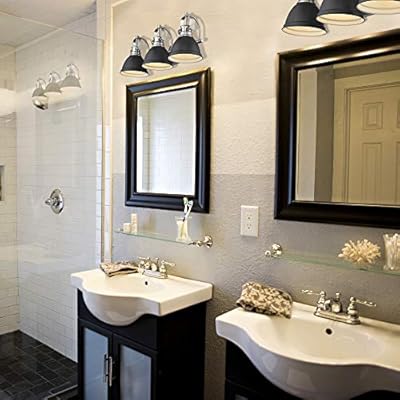 Emliviar 3-Light Bathroom Vanity Light Fixture, Black Finish with Metal Shade, 4054H-A 51o61aeGUbL. SS400