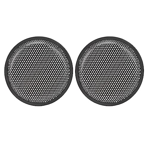 BinZyronic 8インチスピーカーグリルカバー 2枚セット ブラック 金属製 ? 車載用サブウーファー保護メッシュ RV トラック オーディオ対応 簡単取付