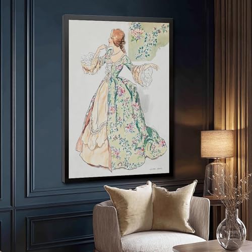 Toile vintage mode édouardienne pour décoration murale de salon