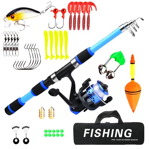 Angelset für Kinder, Angelrute Set Kinder mit Angelschnurrolle und Köder...