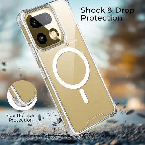 Image of A rtistque Clear Back Cover Case for Realme 16 Pro Plus 5G | Compatible with Mag-Safe | Premium Cover | Shockproof TPU Bumper | Slim Protective Design | Realme 16 Pro Plus 5G Back Cover - Transparent