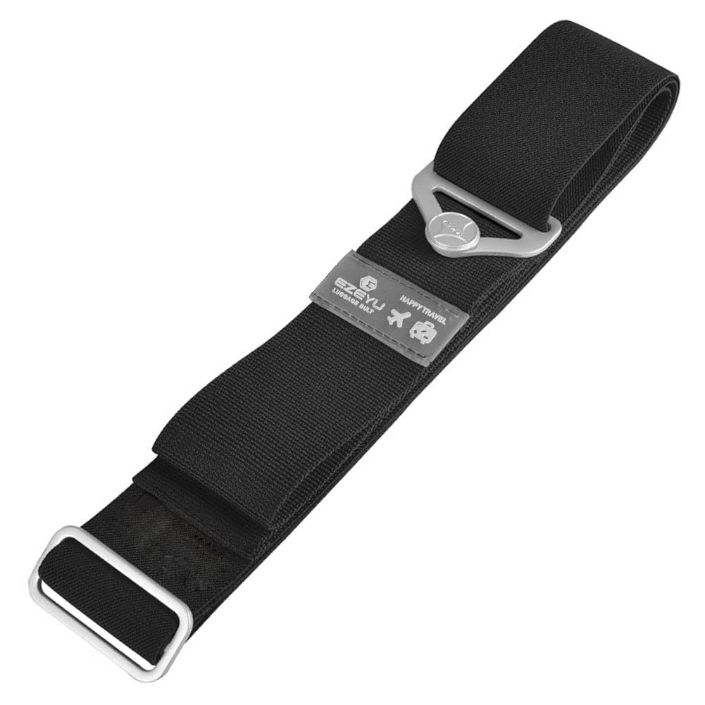 HOLLY TRIP Luggage Straps, Heavy Duty Elastic Adjustable Travel Bag Packing Belt Security Strap for 24"-30" Baggage Suitcase, Black