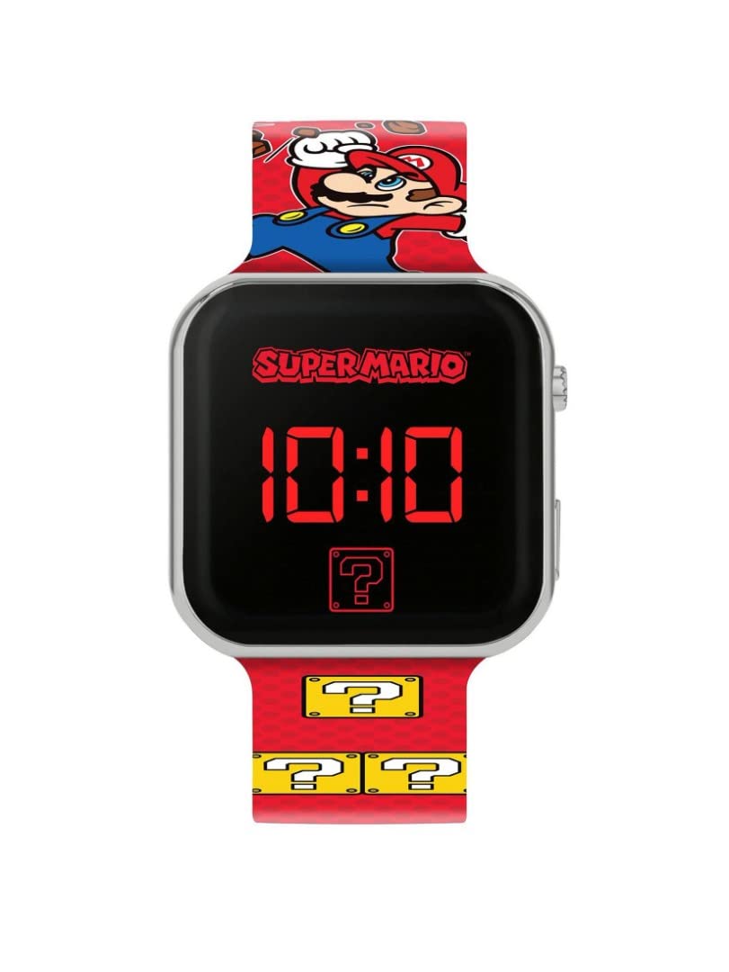 Montre LED Accutime pour Enfants avec Affichage Lumineux et Bracelet Rouge