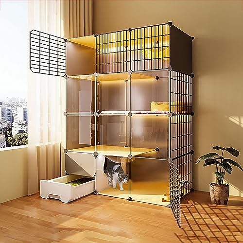 Grand parc d'exercice pour 1 à 3 chats : maison modulable d'intérieur en fil de fer