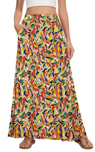 Image of Womens Maxi Skirt Long Flowy Summer A-Line High Waist Skirts