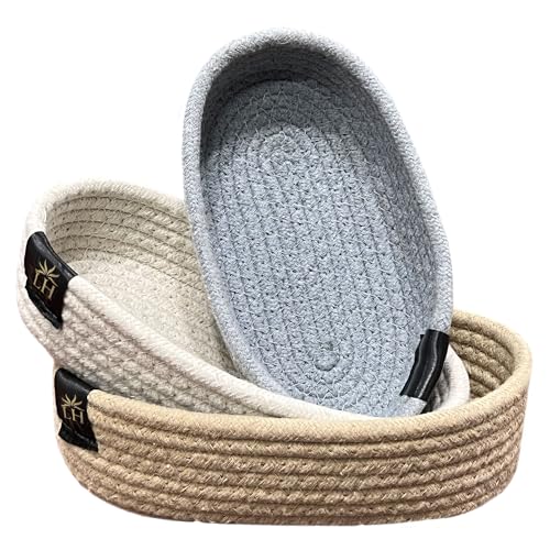 Image of LUXE HOME INTERNATIONAL 3-Piece Cotton Storage Basket Set - Multicolor, Eco-Friendly & Durable, Multipurpose Baskets for Laundry, Toys, Clothes, Home Organization and Decor