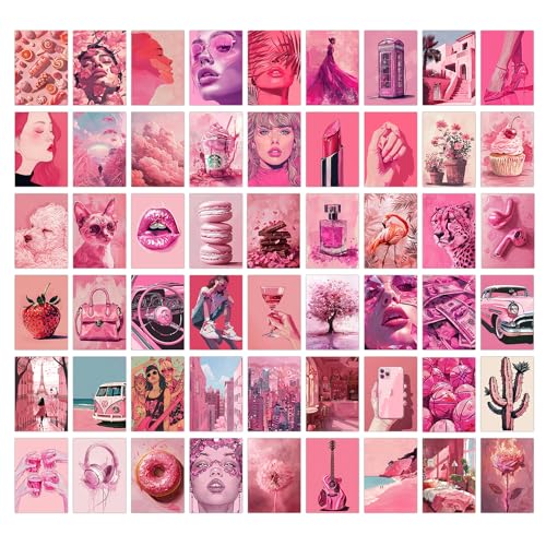 Image of Wallgasm Paper Pink Aesthetic Poster Set-Set Of 54, 4 X 6 Inches Wall Decor Poster-Posters For Bedroom, Living Room, Office|Aesthetic Room Decor Items