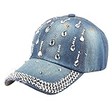 HAIWILL Baseball Cap Schirmmütze Damen Basecap Glitzer Sonnenkappe Damen Modische Retro Baseball Kappe Damen Pferdeschwanz (Blau 3), Einheitsgröße