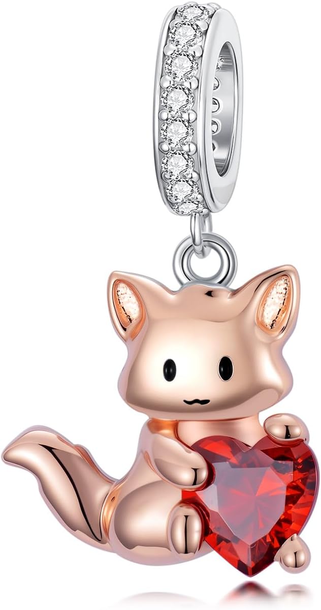 PROESS Sterling Silver Cow/Highland Cow/Otter/Squirrel/Elephant/Axolotl/Cat/Fox/Bee/Butterfly/Hummingbird/Tiger/Lion/Mokeny/Koala/Dog Charm Animal Charms Bead for Jewelry Making