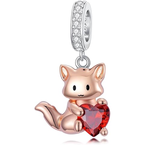 PROESS Sterling Silver Cow/Highland Cow/Otter/Squirrel/Elephant/Axolotl/Cat/Fox/Bee/Butterfly/Hummingbird Charm Animal Charm Bead for Jewelry Making