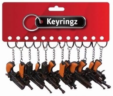 Die Cast Novelty Miniature Solid Metal Gun Keyring - 1 Picked at Random