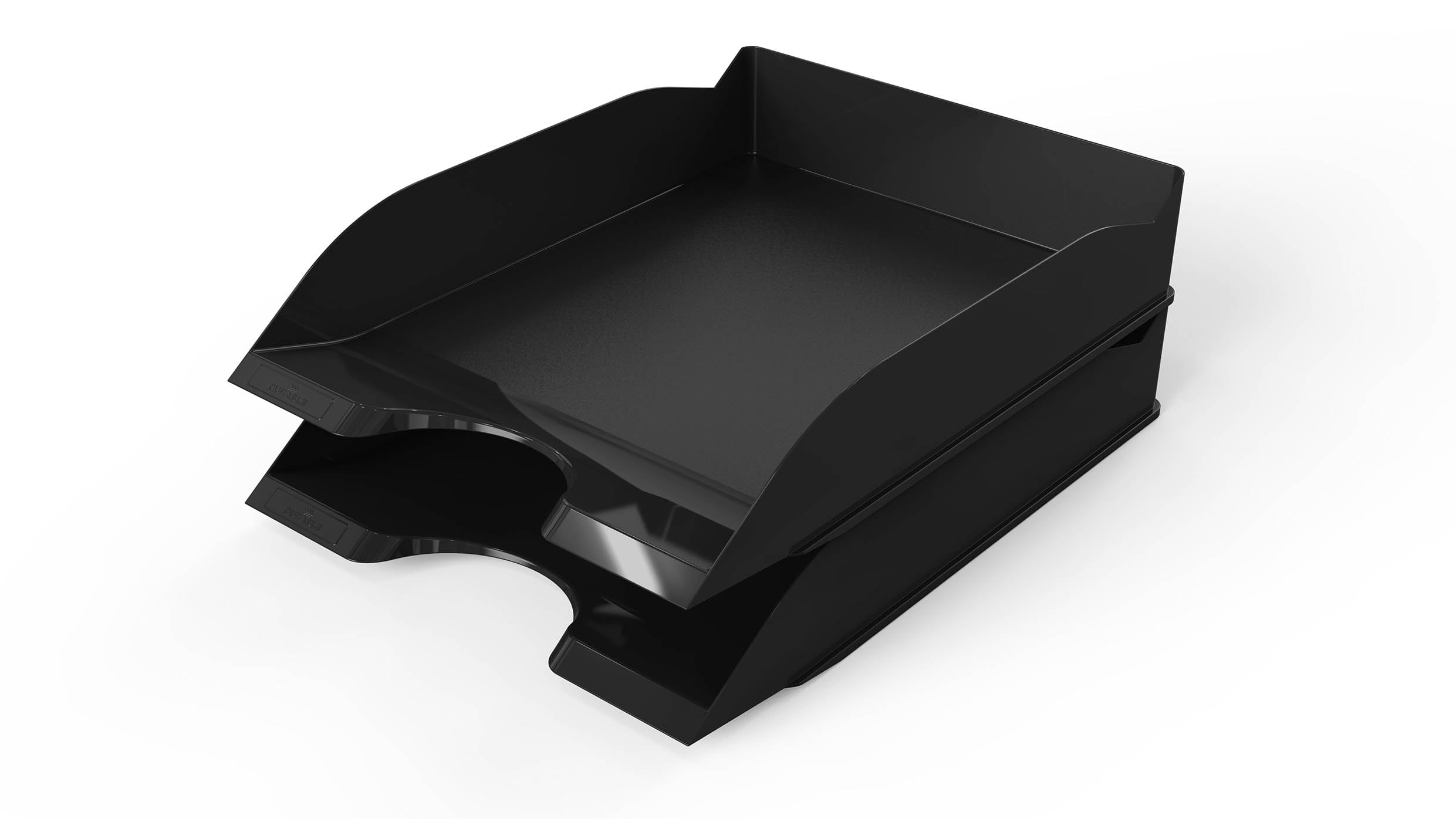 Durable Basic Letter Trays A4 Black - Set of 6 Stackable Storage Trays for Desktop Organisation - Stackable Paper Tray