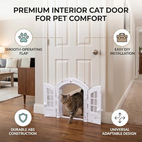 Puerta interior para gatos extra grande blanca para puertas interiores 4