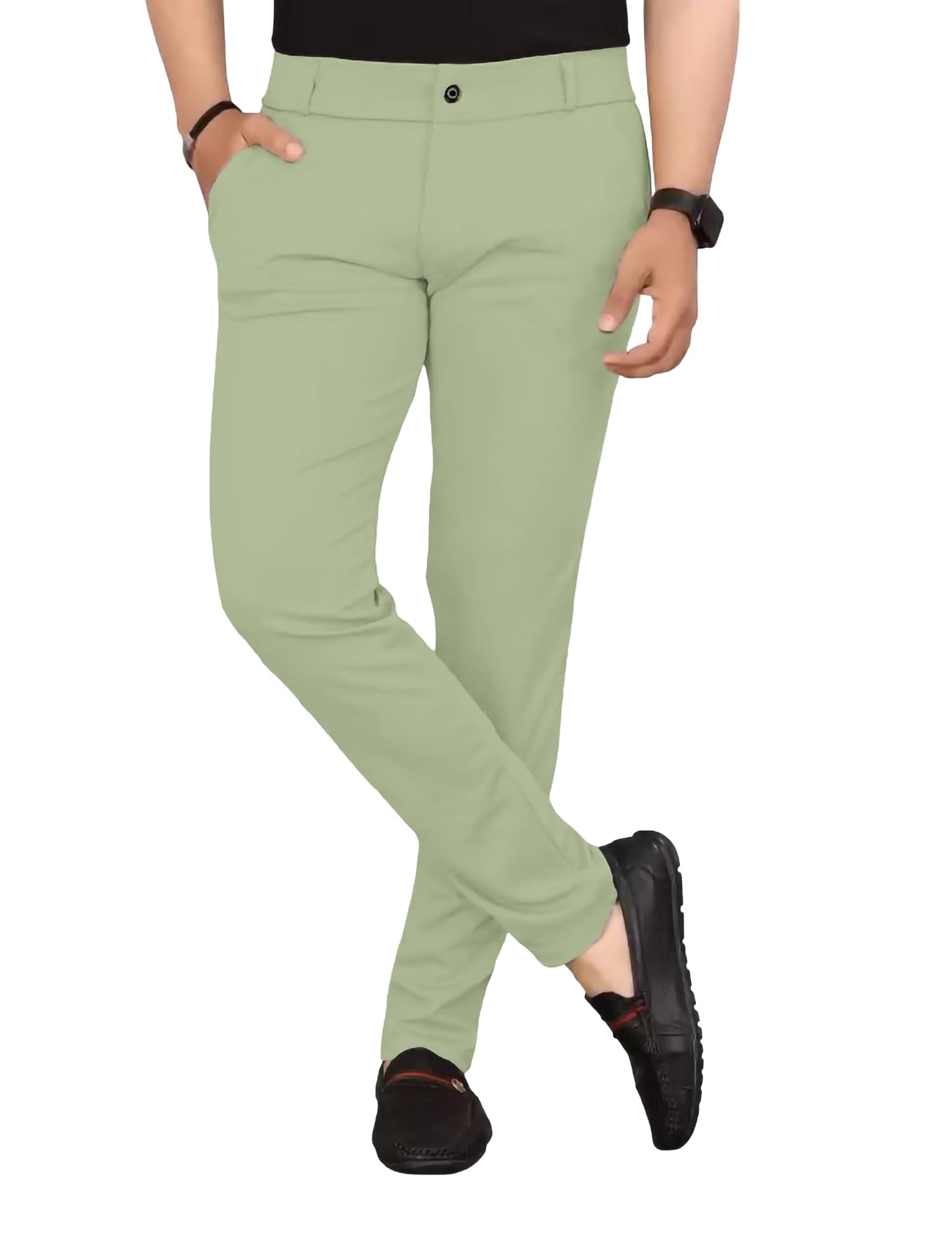 gibbonte Regular Fit Men’s Trousers | Solid Pattern Mid-Rise Pants | Smart Casual Button Closure Bottoms (Pack of 1)-picture-31