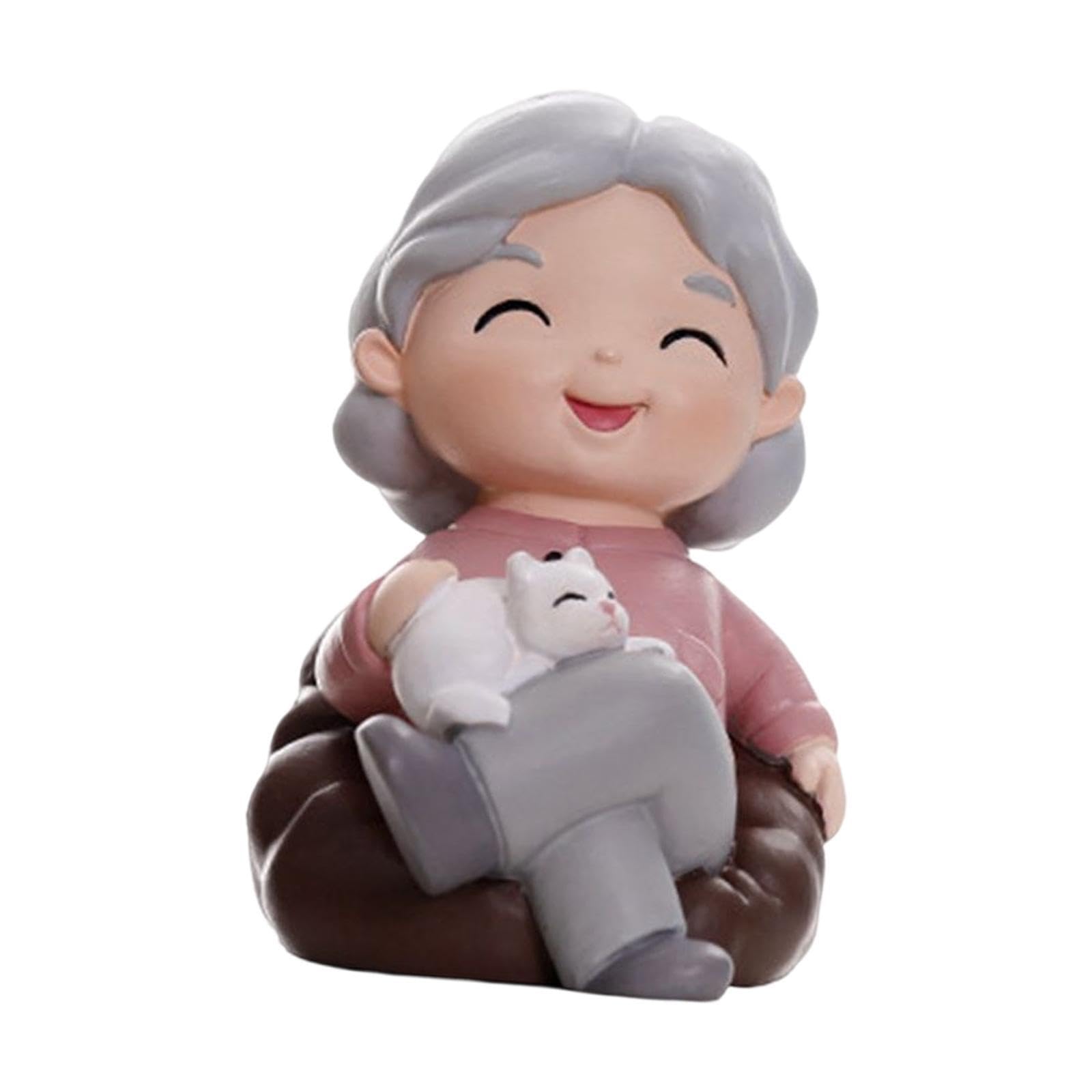 TWISAXC Resin Figurine Grandparents Figurines Old People Couples Gifts Sculpture Loving Elderly Home Garden for Creative Couple Ornament Ornaments Wedding Birthday Cake Toppers, Grandma, 6.5x4.5cm