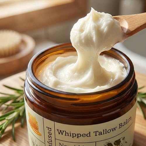 BAISEN DIARY Beef Tallow for Skin – Whipped Tallow & Honey Balm Face Moisturizer, Grass-Fed Tallow, Nourishing Skin Balm for Face & Body, Moisturizing Cream