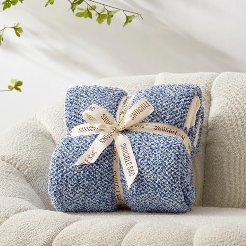 Image of Snuggle Sac Royal Blue Throw Blankets for Couch, Super Soft Warm Blankets Cozy Knit Fuzzy Plush Lightweight Throws for Sofa, Bed,Living Room, Royal Blue, 50x60 inches