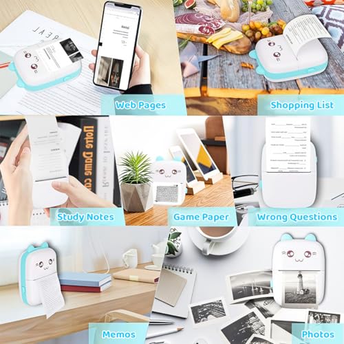 Image of ZEITEL Mini Thermal Printer Bluetooth Android & iOS, 1 Roll 57 * 25 MM Blue