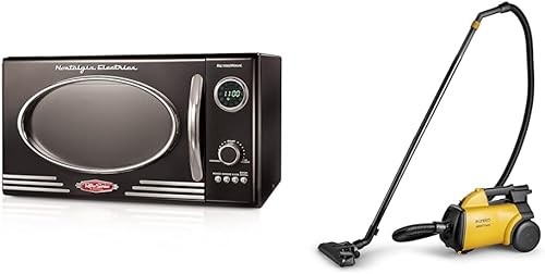 Nostalgia Horno microondas retro para encimera, grande de 800 W, 0.9 pies cúbicos y limpiador de bote Eureka 3670M, aspiradora ligera y potente para