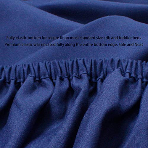 Image of CaSaJa 3-Pack Fitted Crib Sheets Set for Baby Boys, Extra Soft Breathable 9 inch Deep Mattress Sheet for Standard Toddler Bed 28x52, Cozy Washable Microfiber Nursery Sheets, 2 Navy Blue /1 Charcoal Gray