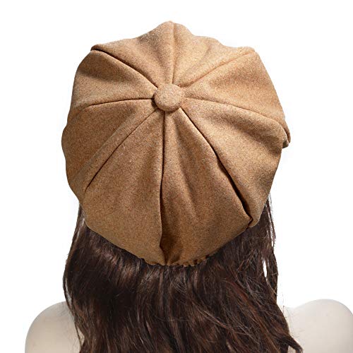 Womens Classic Newsboy Caps Visor 8 Panel Gatsby Cabbie Hat, Camel #TOP5