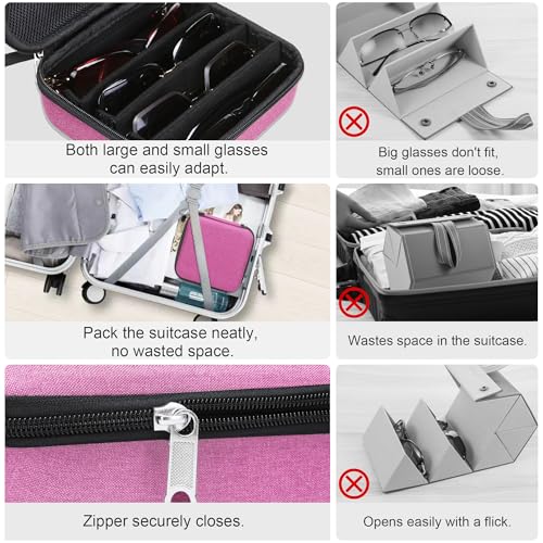 Image of Bukere Travel Sunglasses Organizer Case Adjustable Slot For Multiple Eyeglasses Hard-shell Portable Storage Box for Men Women