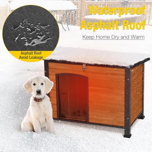 Aivituvin Outdoor-Hundehütte mit isoliertem Futter, wasserdichte Hundehütte für den Winter, Katzenhaus für kleine und mittelgroße und große Hunde, Katzen, einzigartiger Allround-Eisenrahmen