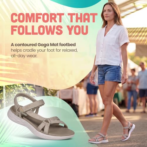 Image of Skechers Women's On-The-go 600-Brilliancy Sport Sandal | Casual, 5GEN Cushioning, Air-Cooled Goga Mat, Machine Washable, Vegan, River sandal