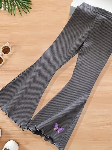 3 Pack Girls Flare Leggings Casual Bootcut Pants Butterfly Pattern Kids Bell Bottoms Yoga Dance Trousers for 4-7 Years3
