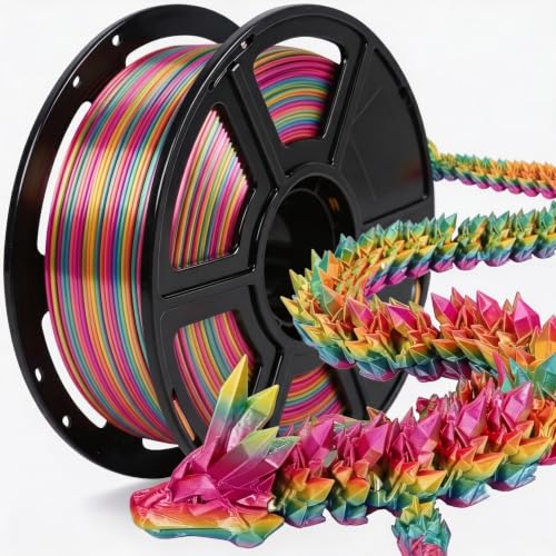 Image of 250G Silk PLA 3D Printer Filament 1.75mm,Candy Silk Rainbow,Multi Color 3D Printing Filament,rDimensional Accuracy + /- 0.03mm for Most FDM 3D Printers