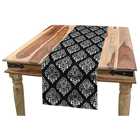 ABAKUHAUS Grey Black White Table Runner Cover