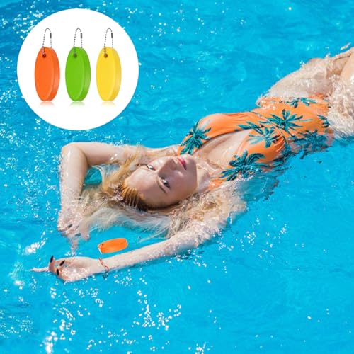 Image of Apausvcm 3 Pcs Foam Floating Keychain Chains, Oval Floating Boat Key Chain Waterproof Floatable Key Ring Surfboard Keychain for Kayak Sailing Swiming Boating Water Sport (Yellow, Orange, Light green)