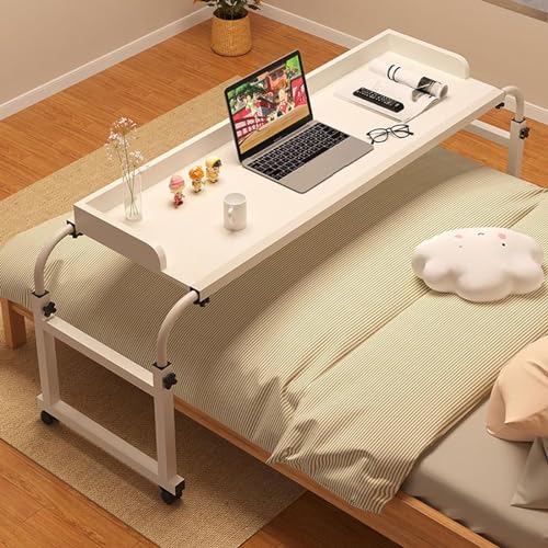 Mesa ajustable para cama con ruedas, escritorio para laptop, altura y ancho ajustable, diseño multifuncional elástico para sala de estar, dormitorio, oficina (negro)