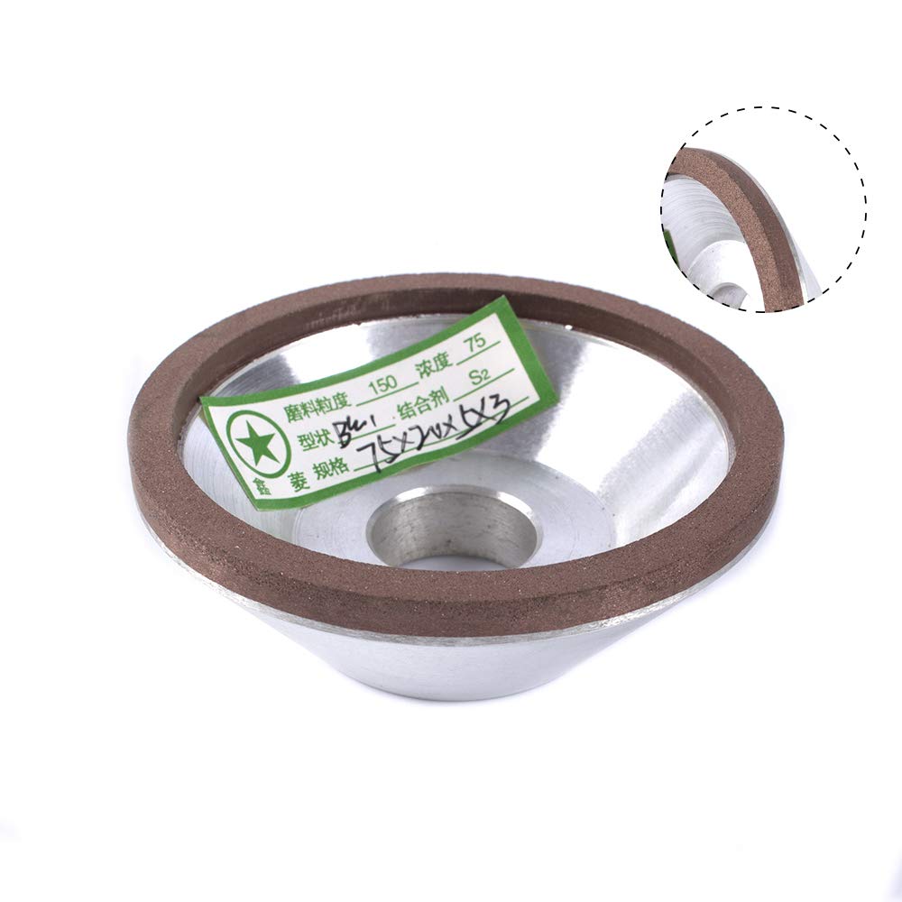 3 Inch Cup-shape Resin Diamond Grinding Wheel 75 * 25 * 20 * 5mm For Grinding Carbide Hard Steel Grit 150