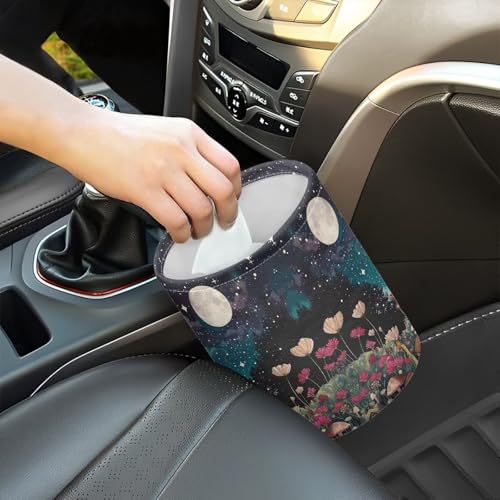 Image of Car Trash Can Mushroom Flower Portable Car Garbage Bin Easy to Clean Collapsible Waste Multipurpose Bin Car Accessories Interior