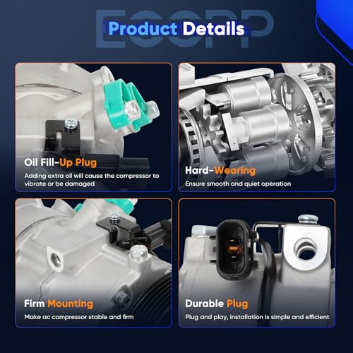 Image of ECCPP AC Compressor with Clutch for Hyundai Tucson 1.6L 2017-2018 | Fast Cooling AC Compressor