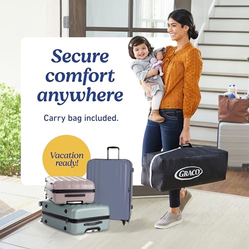 Image of Graco On the Go Zip Pack a€n Play Playard, Folding Playpen with Bassinet, Portable Crib, Lilac Mod