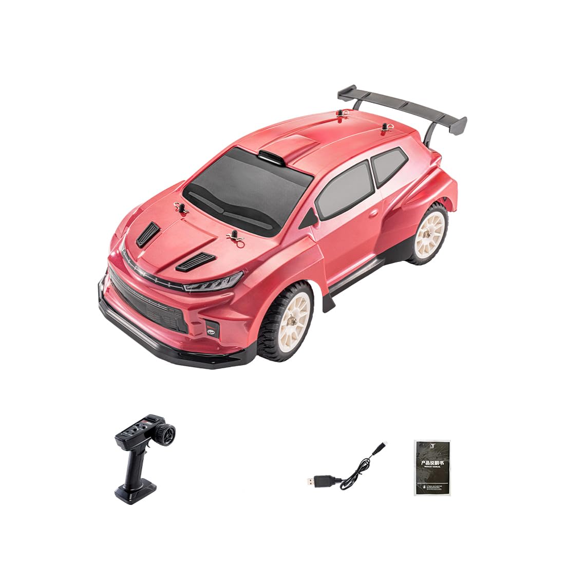 1/12 Scale 4WD RC Drift Car with Built-in Gyro Two Batteries (Upgraded Edition/Red)
