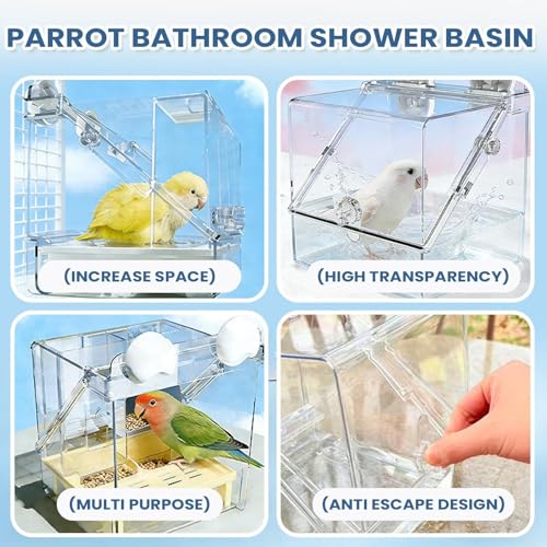 Bain pour perruche transparent anti-claboussures pour cage
