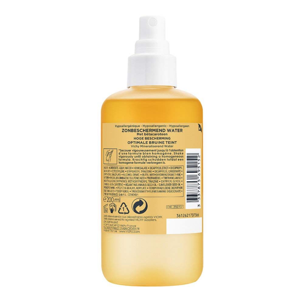 VICHY Capital Soleil spray do opalania intensywnie opalenizny, do pielęgnacji przeciwsłonecznej z wysoką ochroną przed promieniowaniem UV, do skóry wrażliwej, bez białych pozostałości, działanie