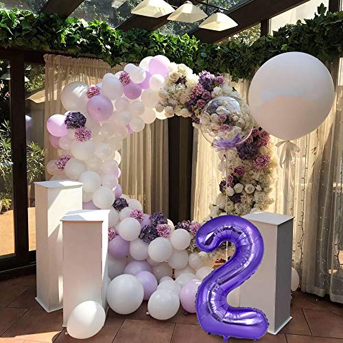 Image of TONIFUL 40 Inch Purple Large Numbers Balloon 0-9 Birthday Party Decor,Foil Mylar Big Number Balloon Digital 1 for Birthday Party,Wedding, Bridal Shower Engagement Photo Shoot, Anniversary