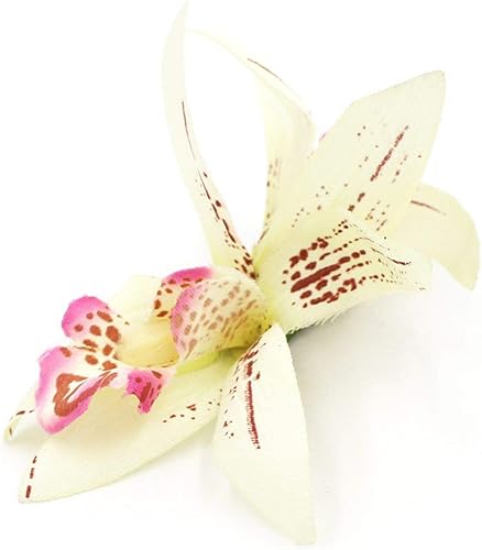 Miniatura 7 de Pinza para el pelo de orquídea Cymbidium crema y fucsia para mujer (paquete de 6), Multicolorido