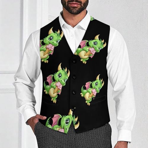 Dragon Mens Slim Fit Suit Vest Dress Waistcoat Casual Business Vest2