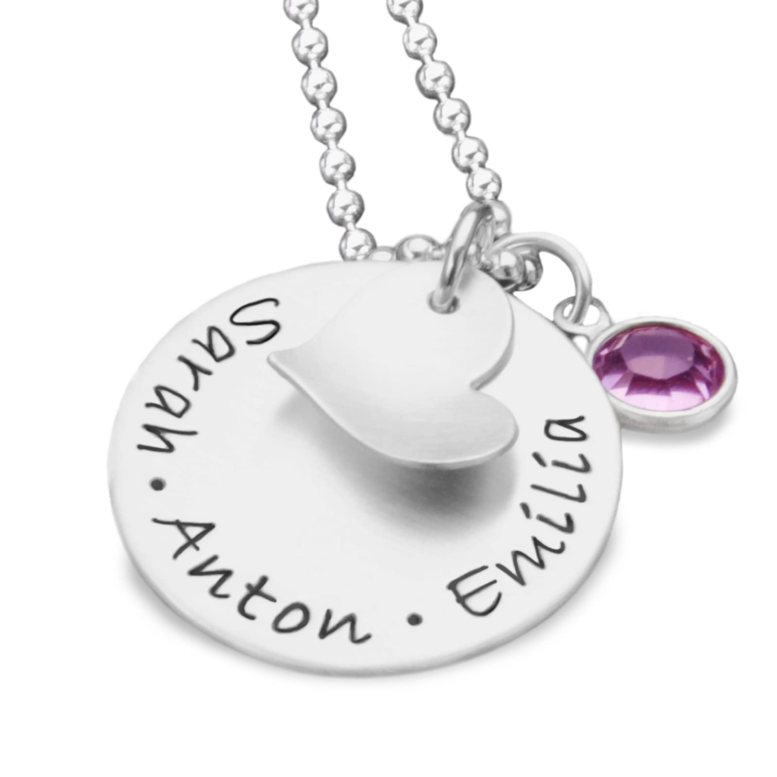 Kette Namen personalisiert Silber MY LOVED ONES crystal 925 Silberkette mit Namensgravur Familienkette