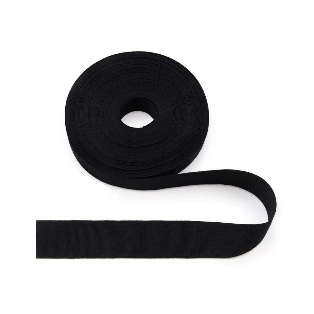 Jamsinmu Black Natural Cotton Ribbon 20mm, 10 Yards Plain Weave Webbing for Edge Reinforcement Webbing, DIY Sewing Crafts - Plain 20mm*10Y
