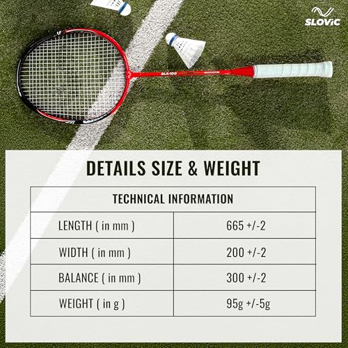 Image of Slovic Badminton Racket for Men & Women | Lightweight Racket with Nylon String Net & Cover | Ergonomic Handle with G3 Size Grip (Aluminium Racket)