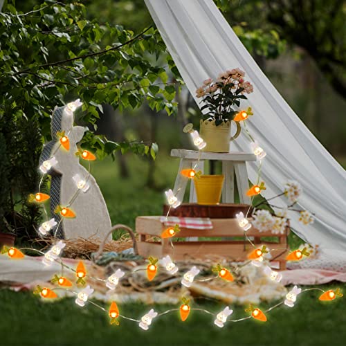 Donse Easter Decorations 13Ft 50Leds Bunny Carrot String Lights Battery Operated thumb #5