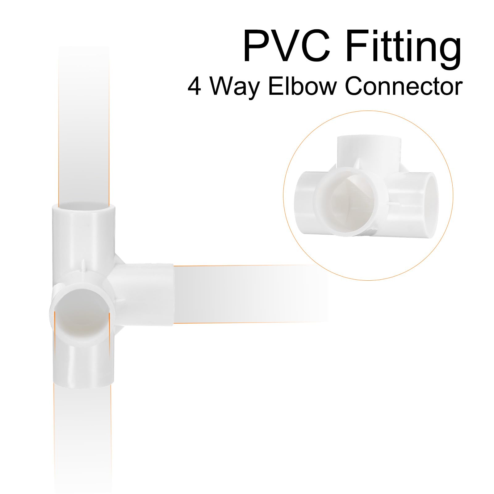 QUARKZMAN 8pz Raccordi per Tubi a 4 Vie Pvc 1-7/8" Gomito Connettore Raccordi per Tubi Irrigazione Grado 90 Accoppiamento Gomito per Tubi per Idraulica Fognature Acqua Drenaggio, Bianco